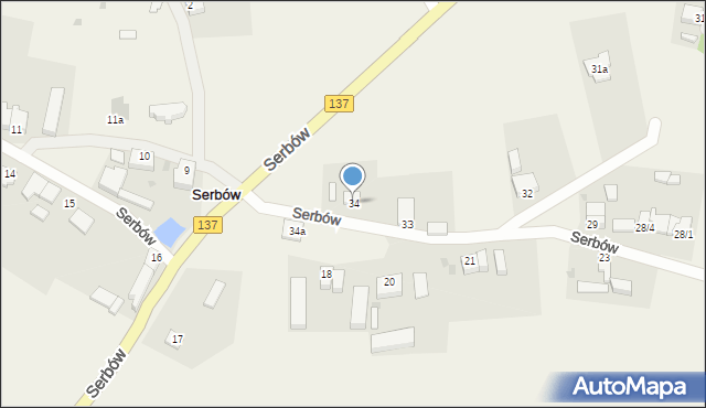 Serbów, Serbów, 34, mapa Serbów