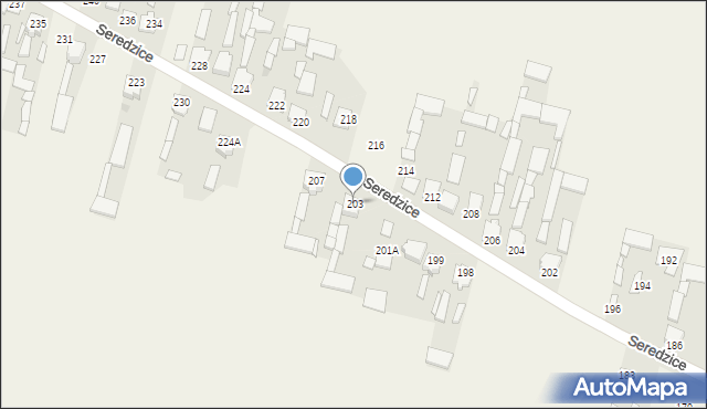 Seredzice, Seredzice, 203, mapa Seredzice