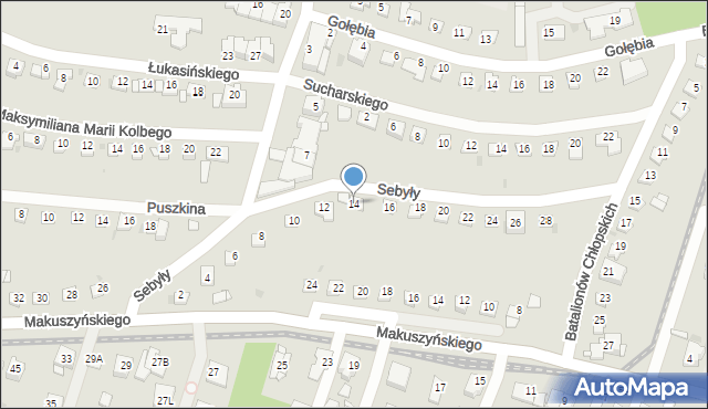 Sosnowiec, Sebyły Władysława, 14, mapa Sosnowca