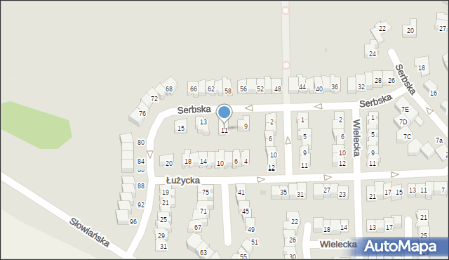 Świdnica, Serbska, 11, mapa Świdnicy