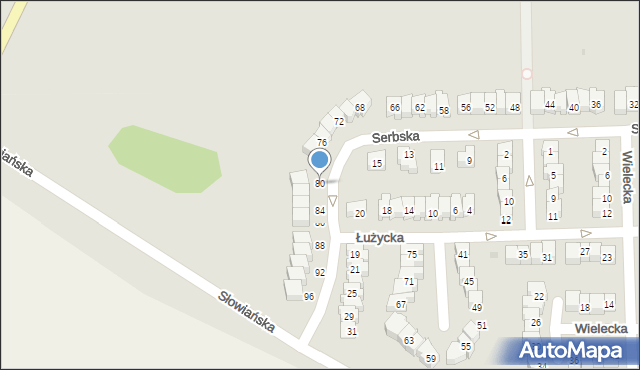 Świdnica, Serbska, 80, mapa Świdnicy