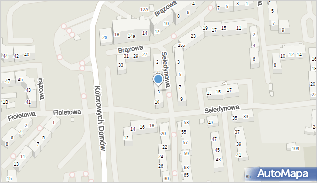 Szczecin, Seledynowa, 8, mapa Szczecina