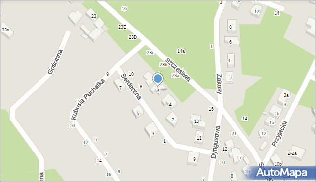 Toruń, Serdeczna, 6, mapa Torunia