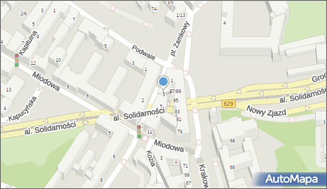 Warszawa, Senatorska, 3, mapa Warszawy