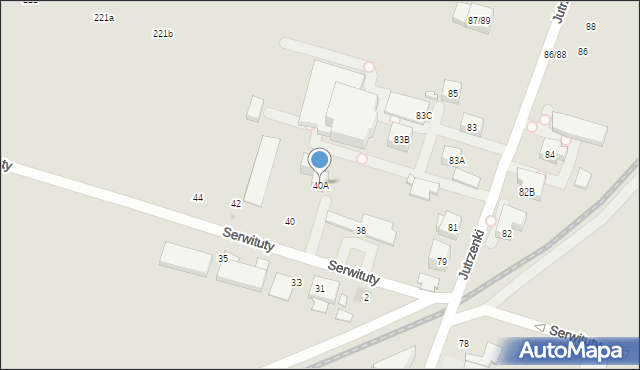 Warszawa, Serwituty, 40A, mapa Warszawy