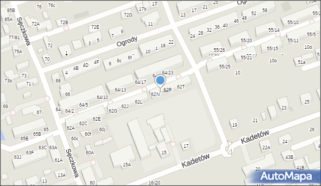 Warszawa, Sęczkowa, 62P, mapa Warszawy