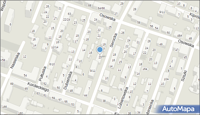 Warszawa, Serocka, 13, mapa Warszawy