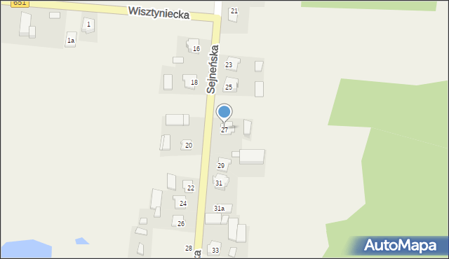 Wiżajny, Sejneńska, 27, mapa Wiżajny