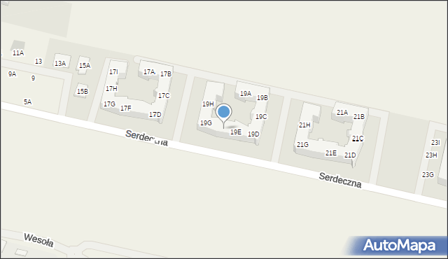 Zalasewo, Serdeczna, 19F, mapa Zalasewo