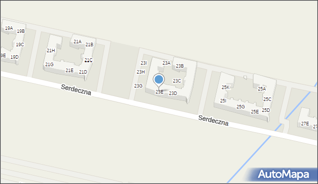 Zalasewo, Serdeczna, 23E, mapa Zalasewo