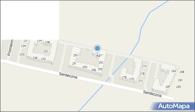 Zalasewo, Serdeczna, 25A, mapa Zalasewo