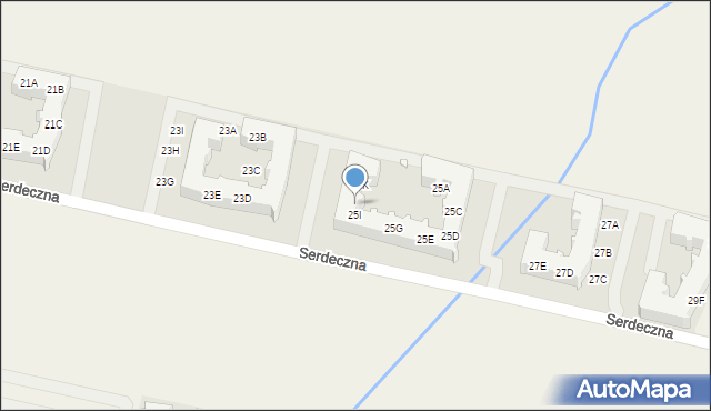 Zalasewo, Serdeczna, 25J, mapa Zalasewo