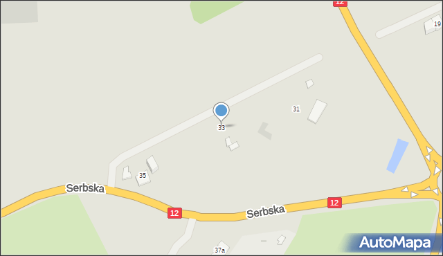 Żary, Serbska, 33, mapa Żary