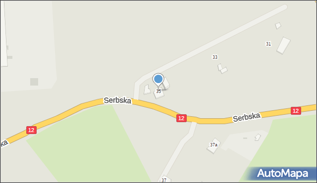 Żary, Serbska, 35, mapa Żary