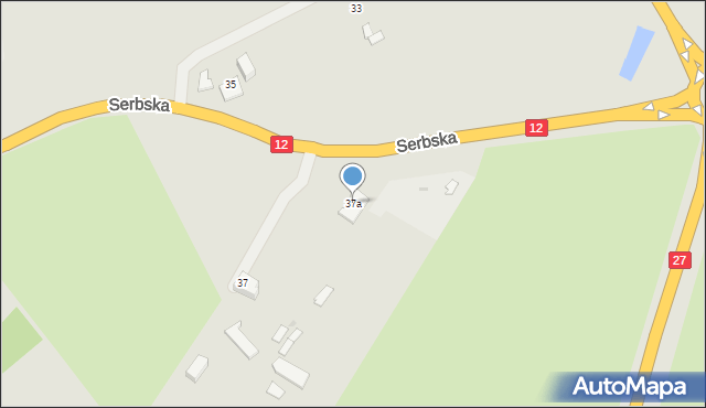 Żary, Serbska, 37a, mapa Żary