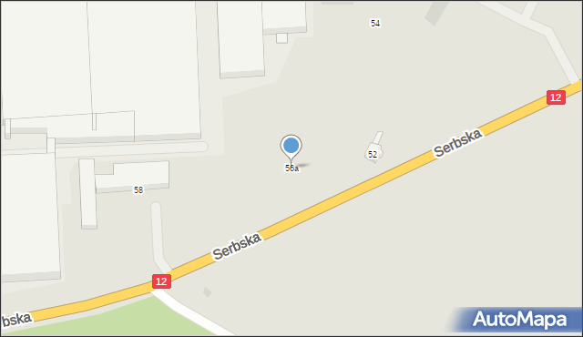 Żary, Serbska, 56a, mapa Żary