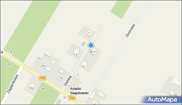 Anielin Swędowski, Sielska, 6, mapa Anielin Swędowski