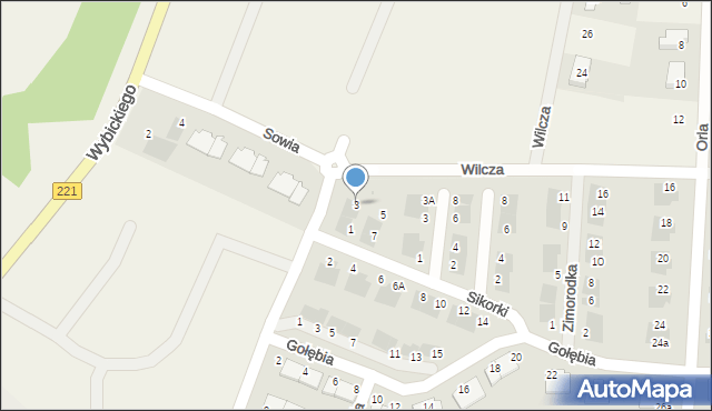 Bąkowo, Sikorki, 3, mapa Bąkowo