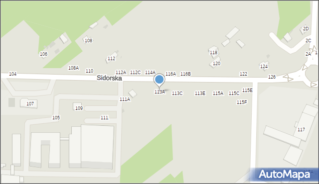 Biała Podlaska, Sidorska, 113A, mapa Białej Podlaskiej