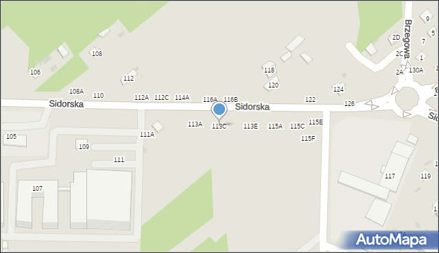 Biała Podlaska, Sidorska, 113C, mapa Białej Podlaskiej