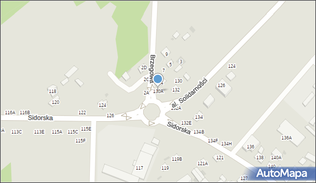 Biała Podlaska, Sidorska, 130A, mapa Białej Podlaskiej