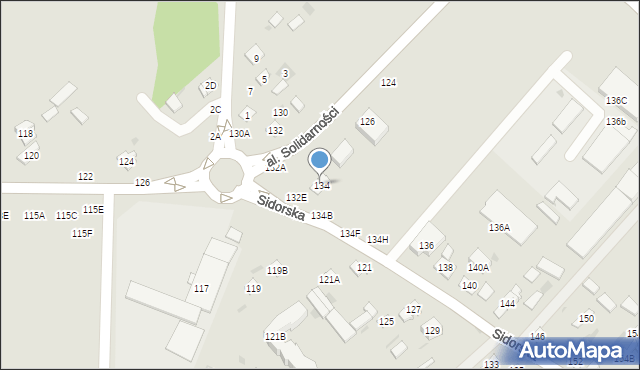 Biała Podlaska, Sidorska, 134, mapa Białej Podlaskiej