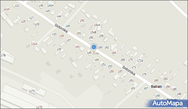 Biała Podlaska, Sidorska, 147, mapa Białej Podlaskiej