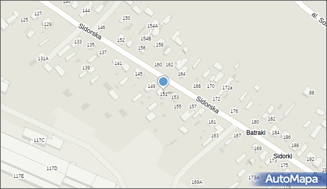 Biała Podlaska, Sidorska, 151, mapa Białej Podlaskiej