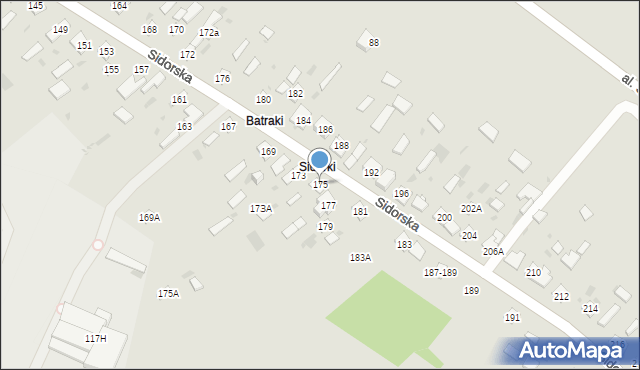 Biała Podlaska, Sidorska, 175, mapa Białej Podlaskiej