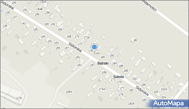 Biała Podlaska, Sidorska, 178, mapa Białej Podlaskiej