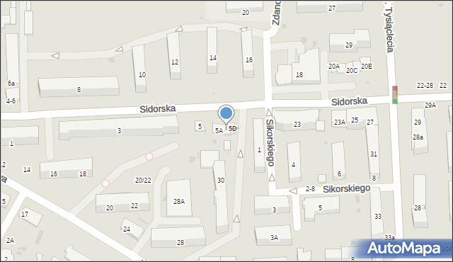 Biała Podlaska, Sidorska, 5C, mapa Białej Podlaskiej