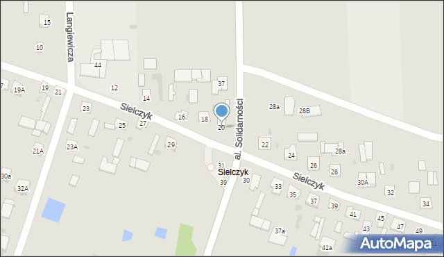 Biała Podlaska, Sielczyk, 20, mapa Białej Podlaskiej