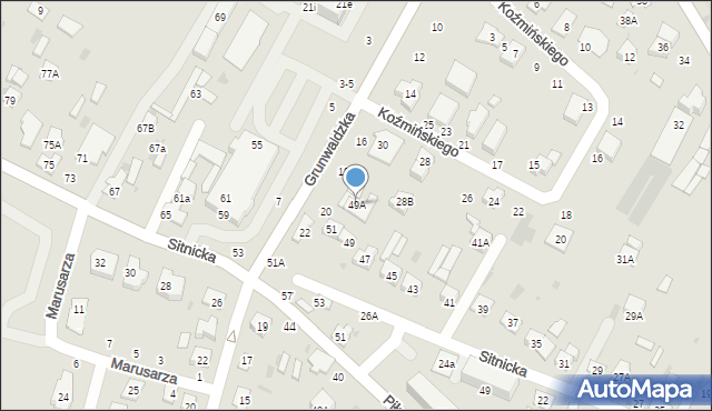 Biała Podlaska, Sitnicka, 49A, mapa Białej Podlaskiej