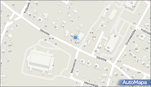 Biała Podlaska, Sitnicka, 73, mapa Białej Podlaskiej