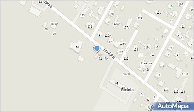 Biała Podlaska, Sitnicka, 74, mapa Białej Podlaskiej