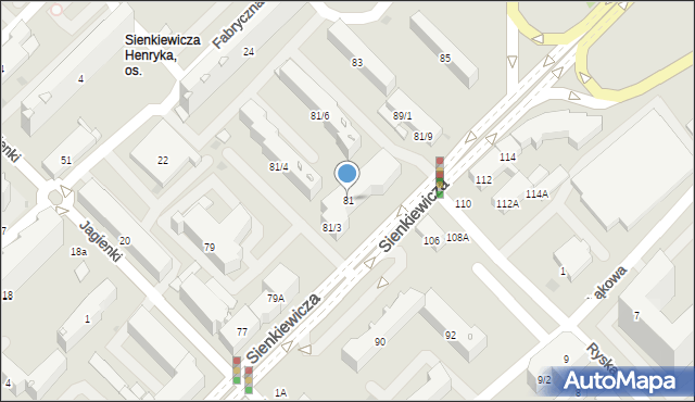 Białystok, Sienkiewicza Henryka, 81, mapa Białegostoku