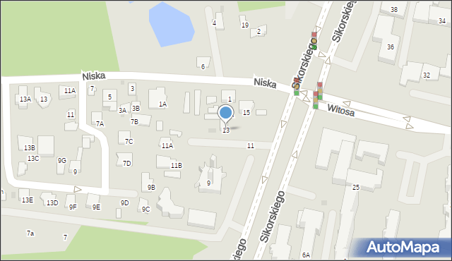 Białystok, Sikorskiego Władysława, gen., 13, mapa Białegostoku