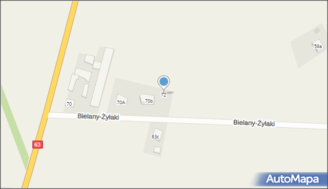 Bielany-Żyłaki, Siedlecka, 72, mapa Bielany-Żyłaki