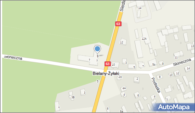 Bielany-Żyłaki, Siedlecka, 9, mapa Bielany-Żyłaki