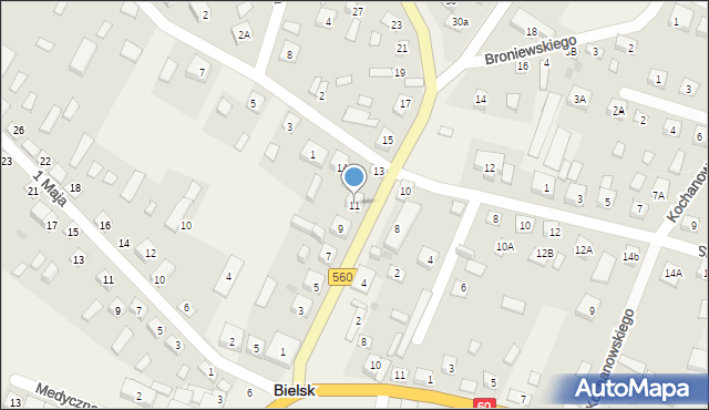 Bielsk, Sierpecka, 11, mapa Bielsk