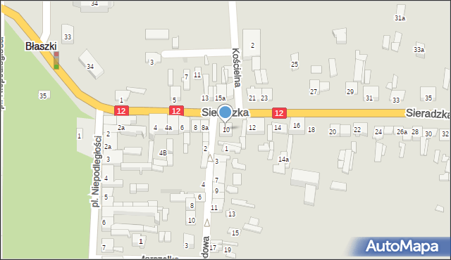 Błaszki, Sieradzka, 10, mapa Błaszki