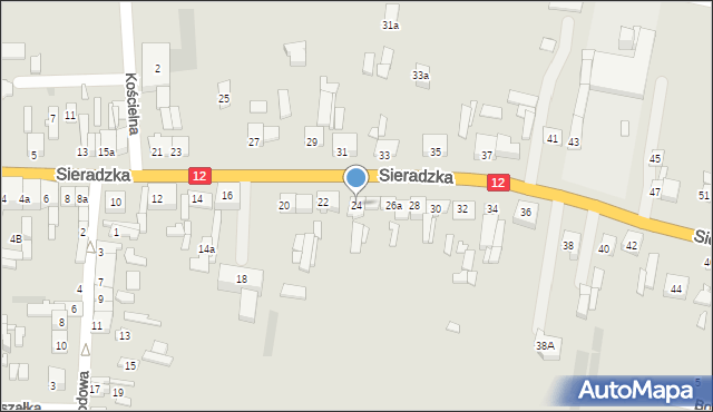 Błaszki, Sieradzka, 24, mapa Błaszki