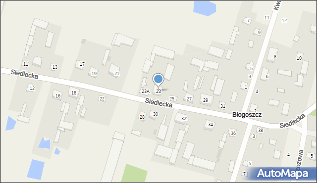 Błogoszcz, Siedlecka, 23, mapa Błogoszcz