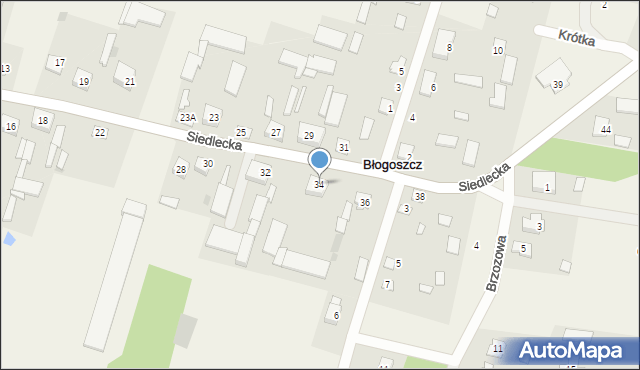 Błogoszcz, Siedlecka, 34, mapa Błogoszcz