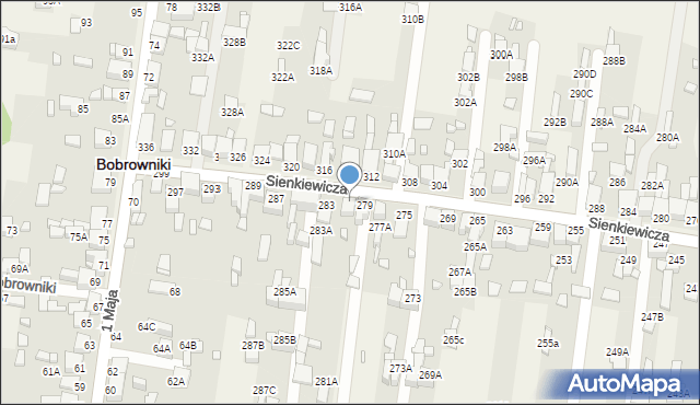Bobrowniki, Sienkiewicza Henryka, 281, mapa Bobrowniki