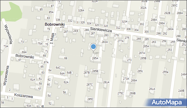 Bobrowniki, Sienkiewicza Henryka, 287A, mapa Bobrowniki