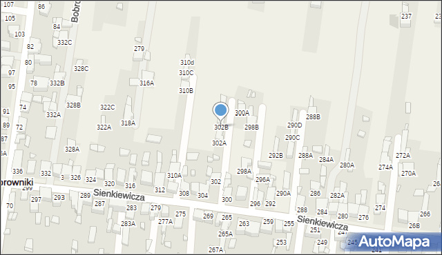 Bobrowniki, Sienkiewicza Henryka, 302B, mapa Bobrowniki