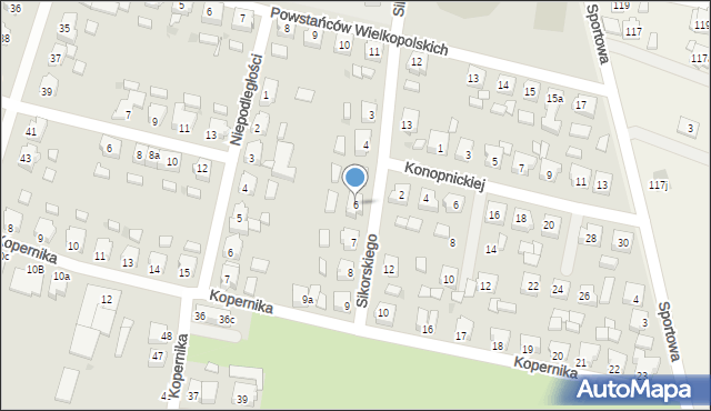 Bojanowo, Sikorskiego Władysława, gen., 6, mapa Bojanowo