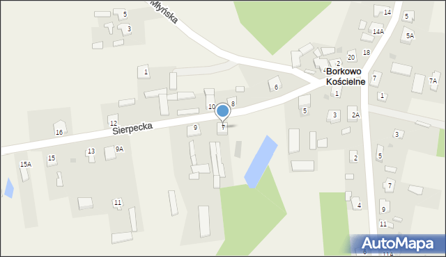 Borkowo Kościelne, Sierpecka, 7, mapa Borkowo Kościelne
