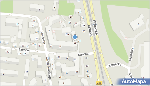 Bydgoszcz, Sieroca, 21, mapa Bydgoszczy